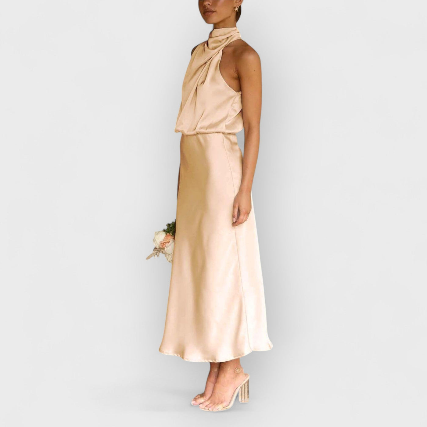 Unique Bridesmaid Sleeveless High Neck Maxi Dresses
