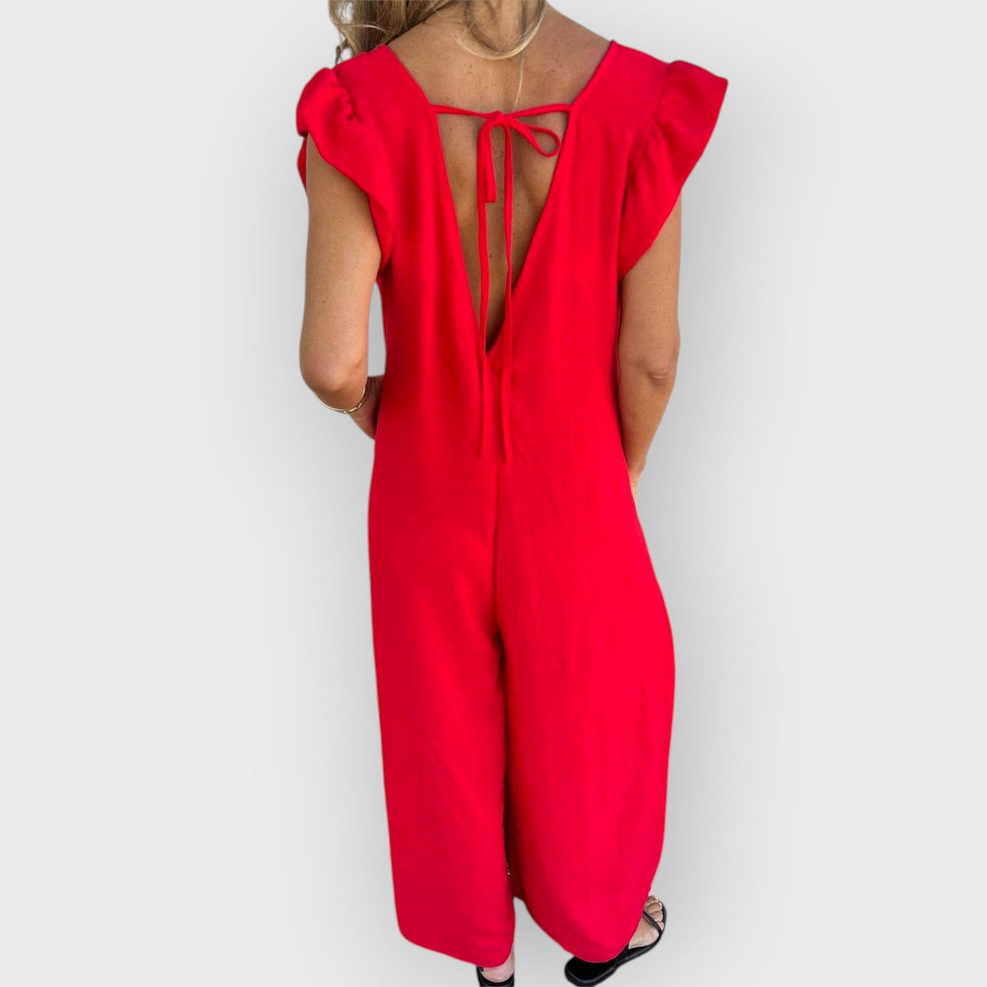 Leopard Print V-Neck Jumpsuit With Front Pockets
