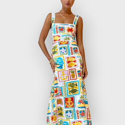 Graffiti Strap Tube Top Sexy Lace Maxi Dress