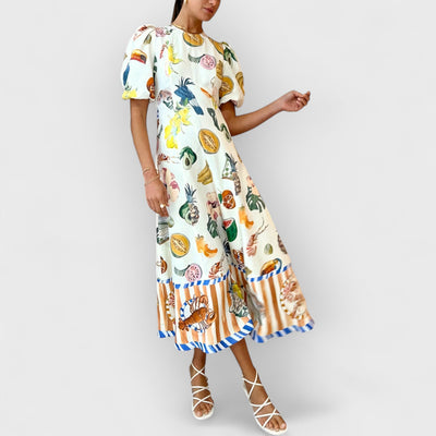 Fashion Graffiti Print Slim Fit Versatile Maxi Dress