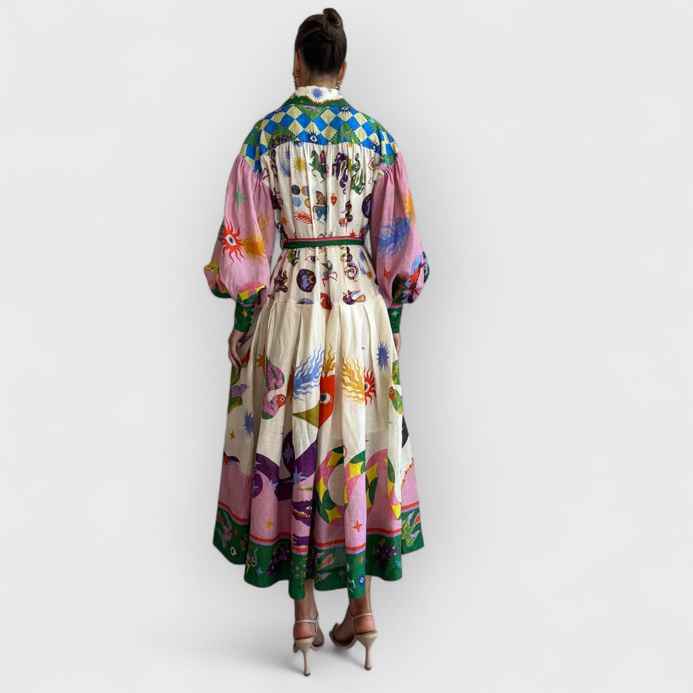 Pleated Long Sleeve Loose Dress