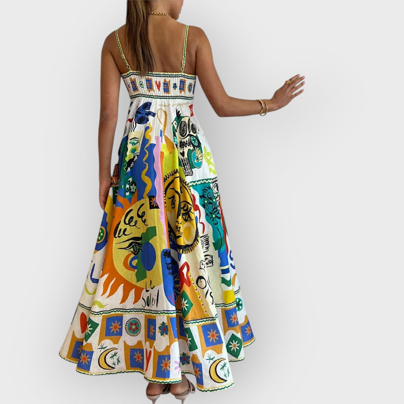 Chic Geometric Graffiti Prints Slip Dress