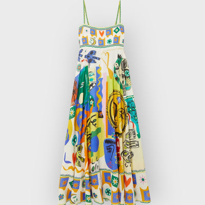 Chic Geometric Graffiti Prints Slip Dress