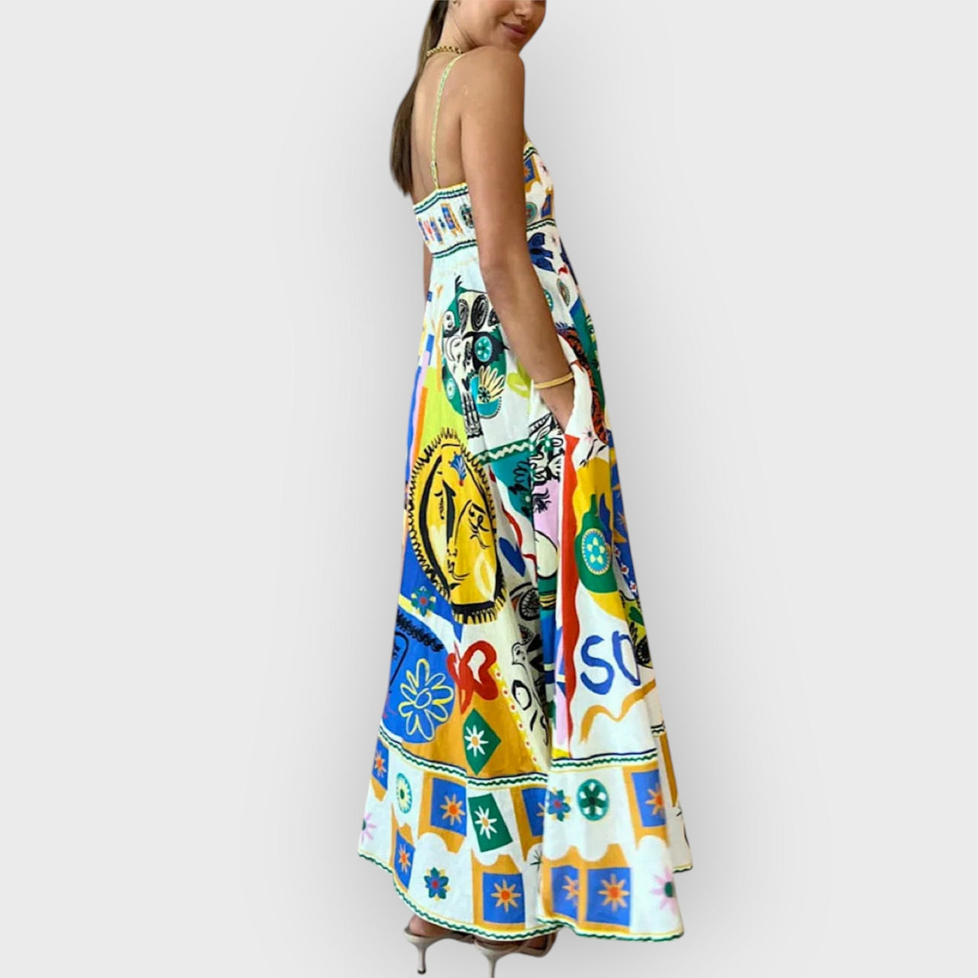 Chic Geometric Graffiti Prints Slip Dress