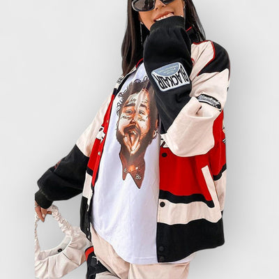 Casual long-sleeve windbreaker biker jacket