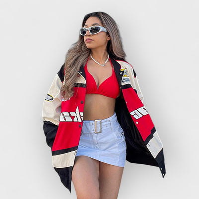 Casual long-sleeve windbreaker biker jacket