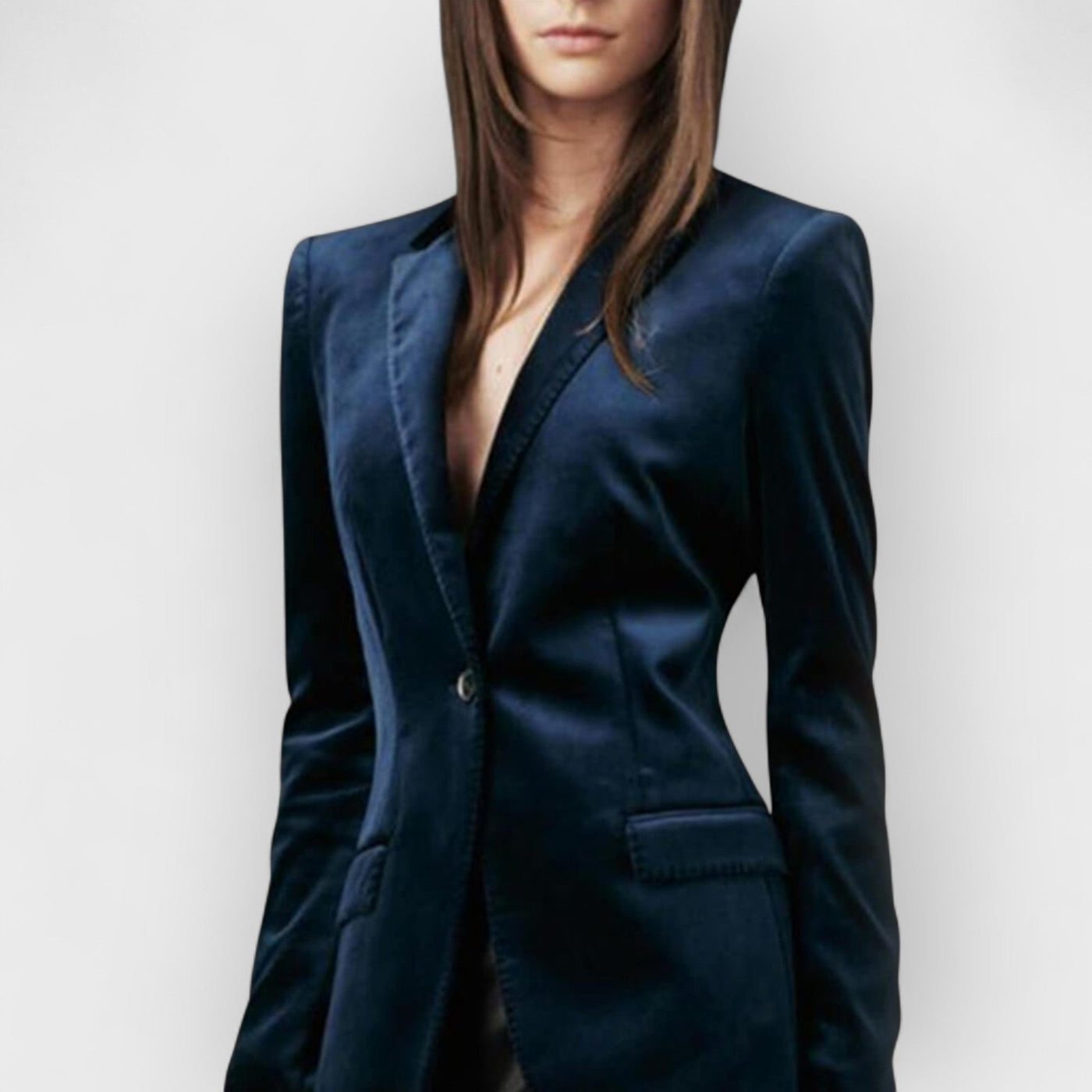 Blue Velvet One-Button Blazer