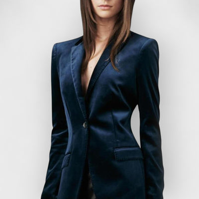 Blue Velvet One-Button Blazer