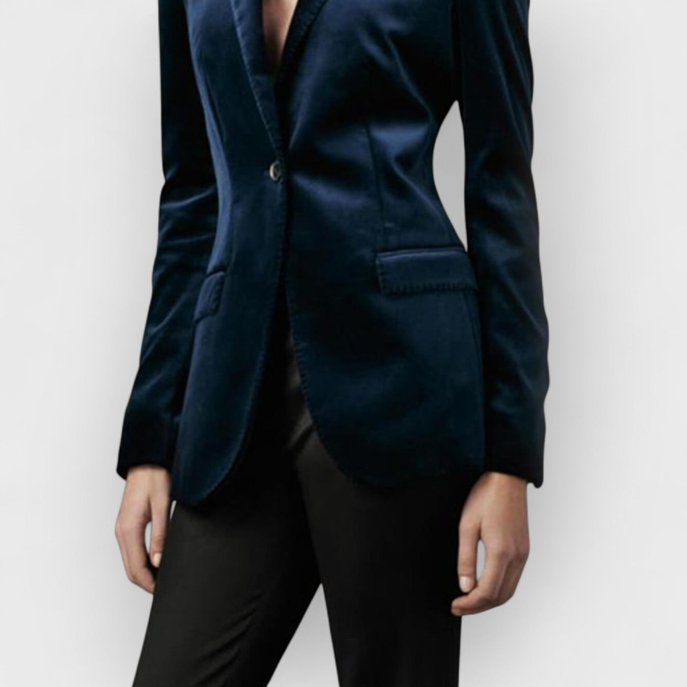 Blue Velvet One-Button Blazer