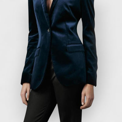 Blue Velvet One-Button Blazer