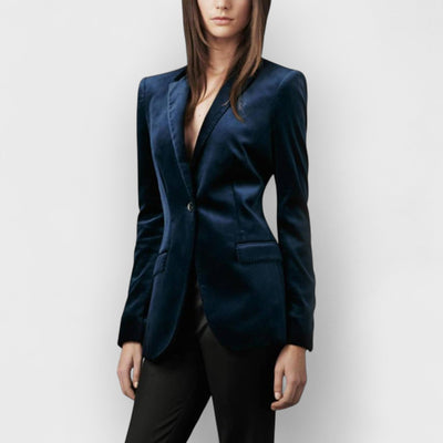 Blue Velvet One-Button Blazer