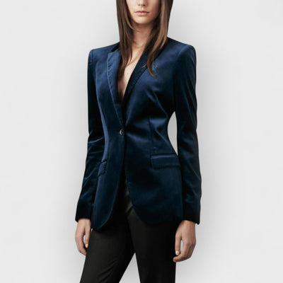 Blue Velvet One-Button Blazer