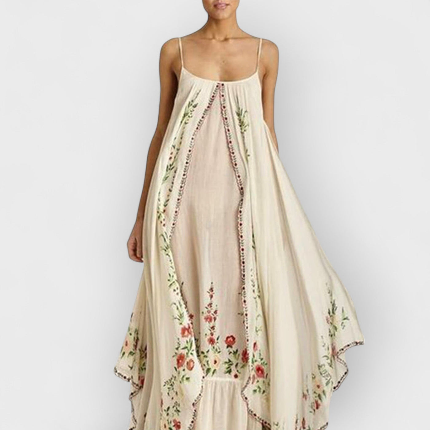 Round Neck Printed Swing Loose Long Dress