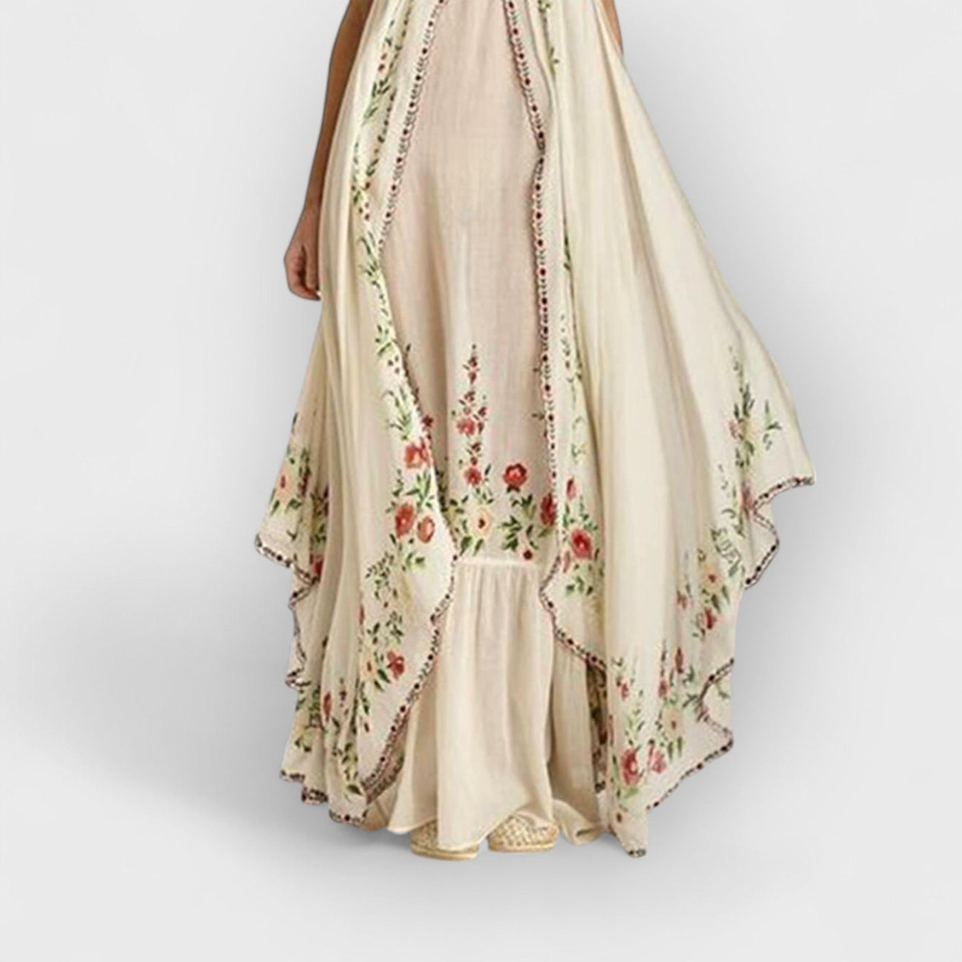 Round Neck Printed Swing Loose Long Dress