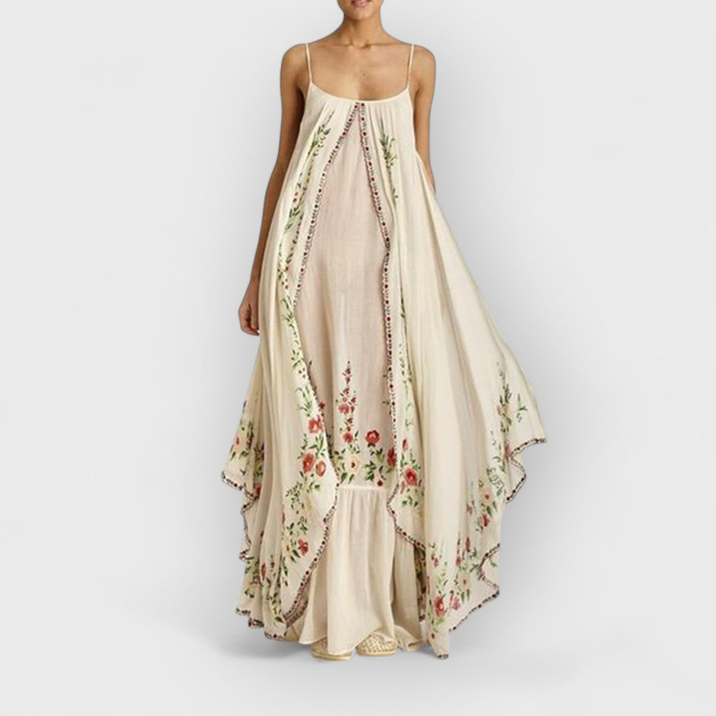 Round Neck Printed Swing Loose Long Dress