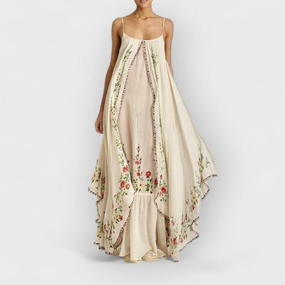 Round Neck Printed Swing Loose Long Dress