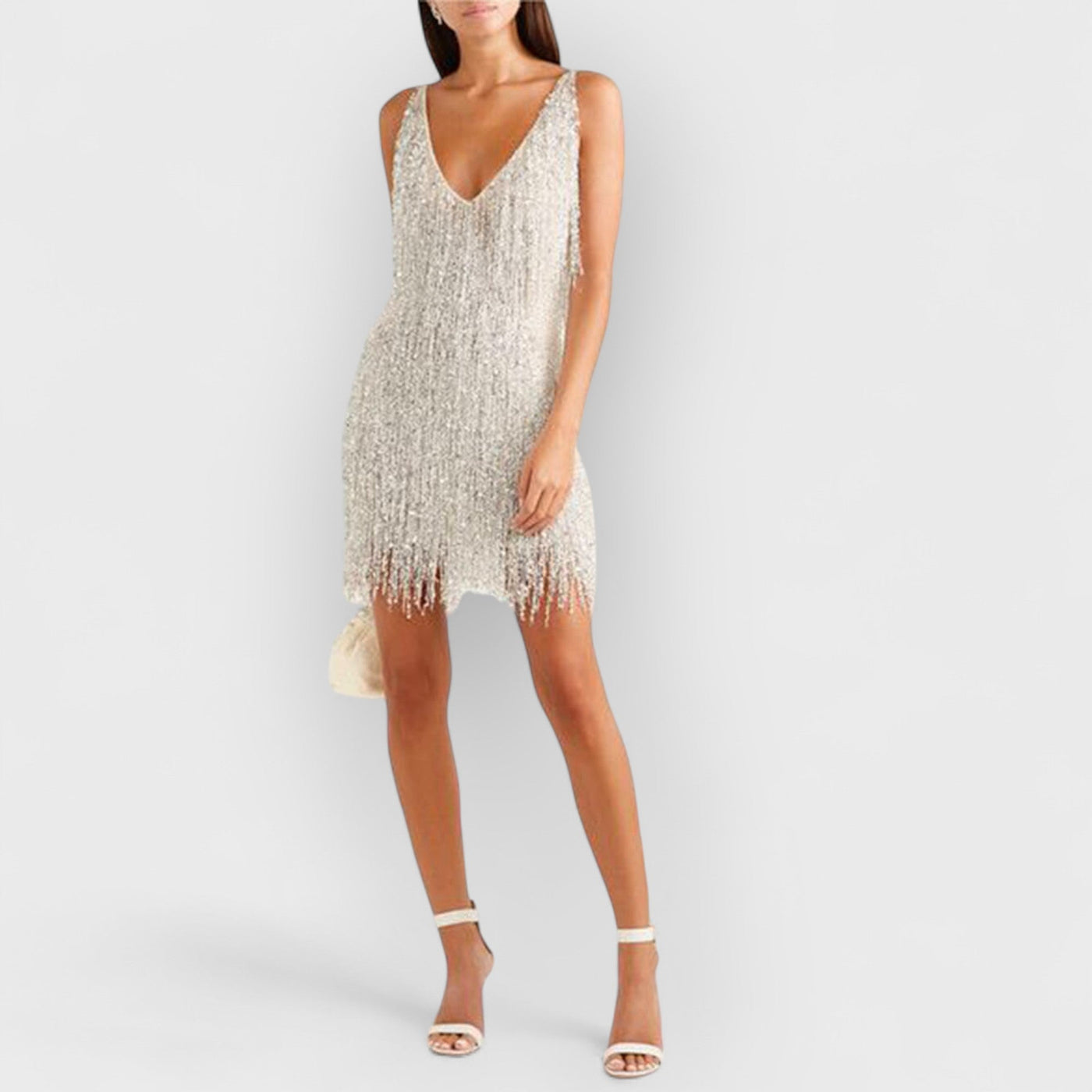 Sexy Fringed V-Neck Slim Mini Dress