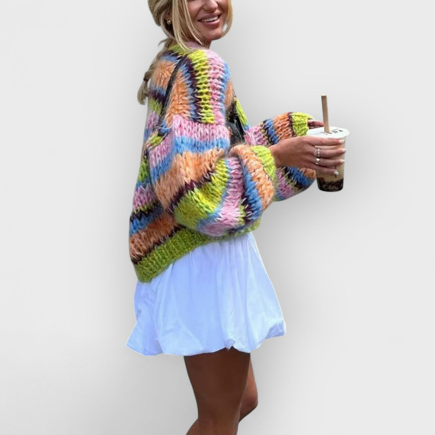 Loose Contrast Sweater Jacket