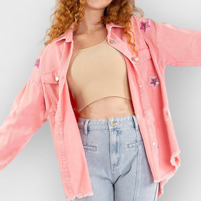 Star Sequin Long Sleeve Cardigan Jacket