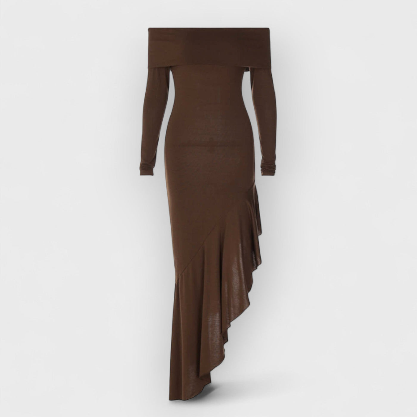 Bateau Neck Long Sleeve Maxi Dress
