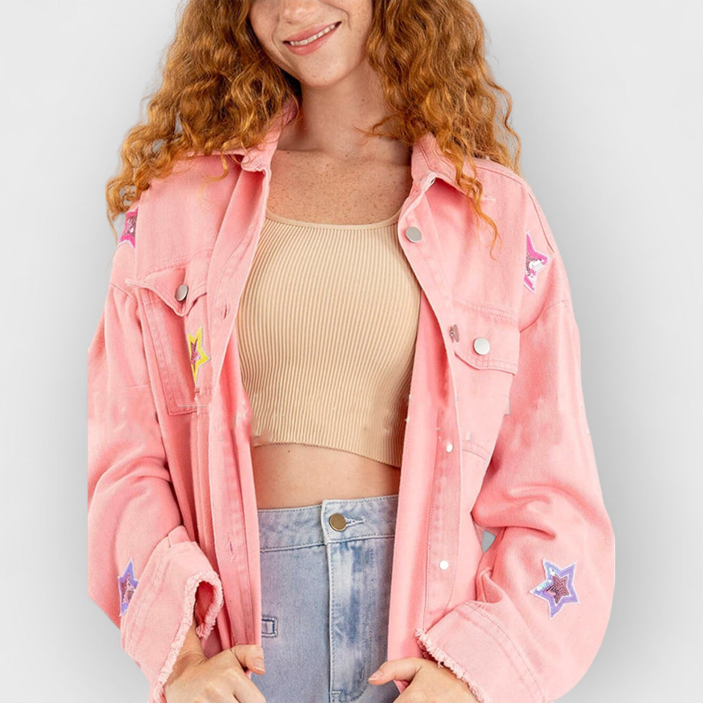 Star Sequin Long Sleeve Cardigan Jacket