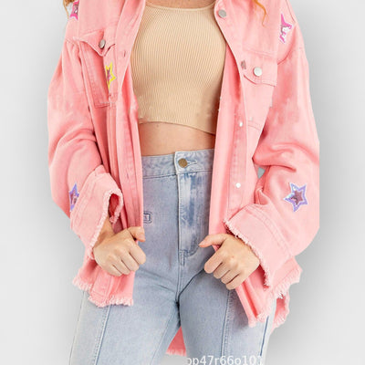 Star Sequin Long Sleeve Cardigan Jacket