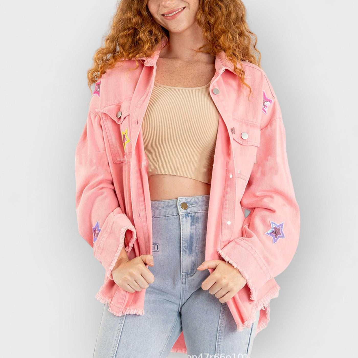 Star Sequin Long Sleeve Cardigan Jacket