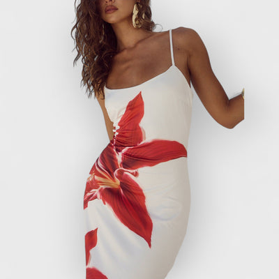 Unforgettable Abstract Floral Print Maxi Dress