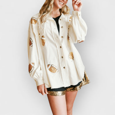 Super Bowl Cheer Oversized Denim Jacket