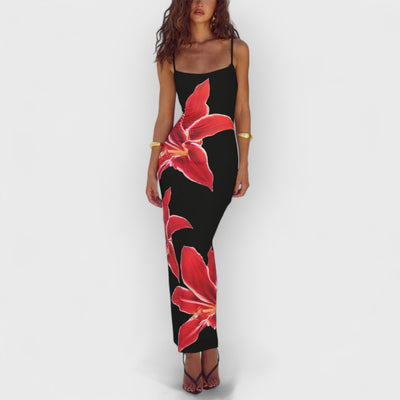 Unforgettable Abstract Floral Print Maxi Dress