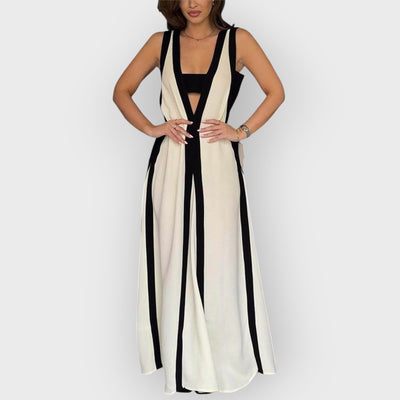 Reversible Style Colorblock A-Line Maxi Dress