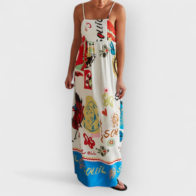 Refined Sensation Satin Unique Print Maxi Dress