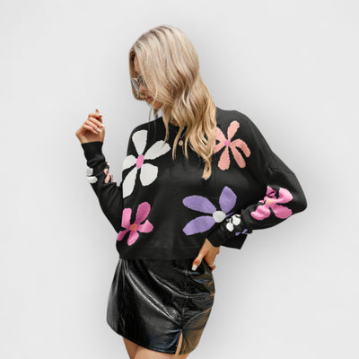 Sweet Floral Loose Crewneck Sweater