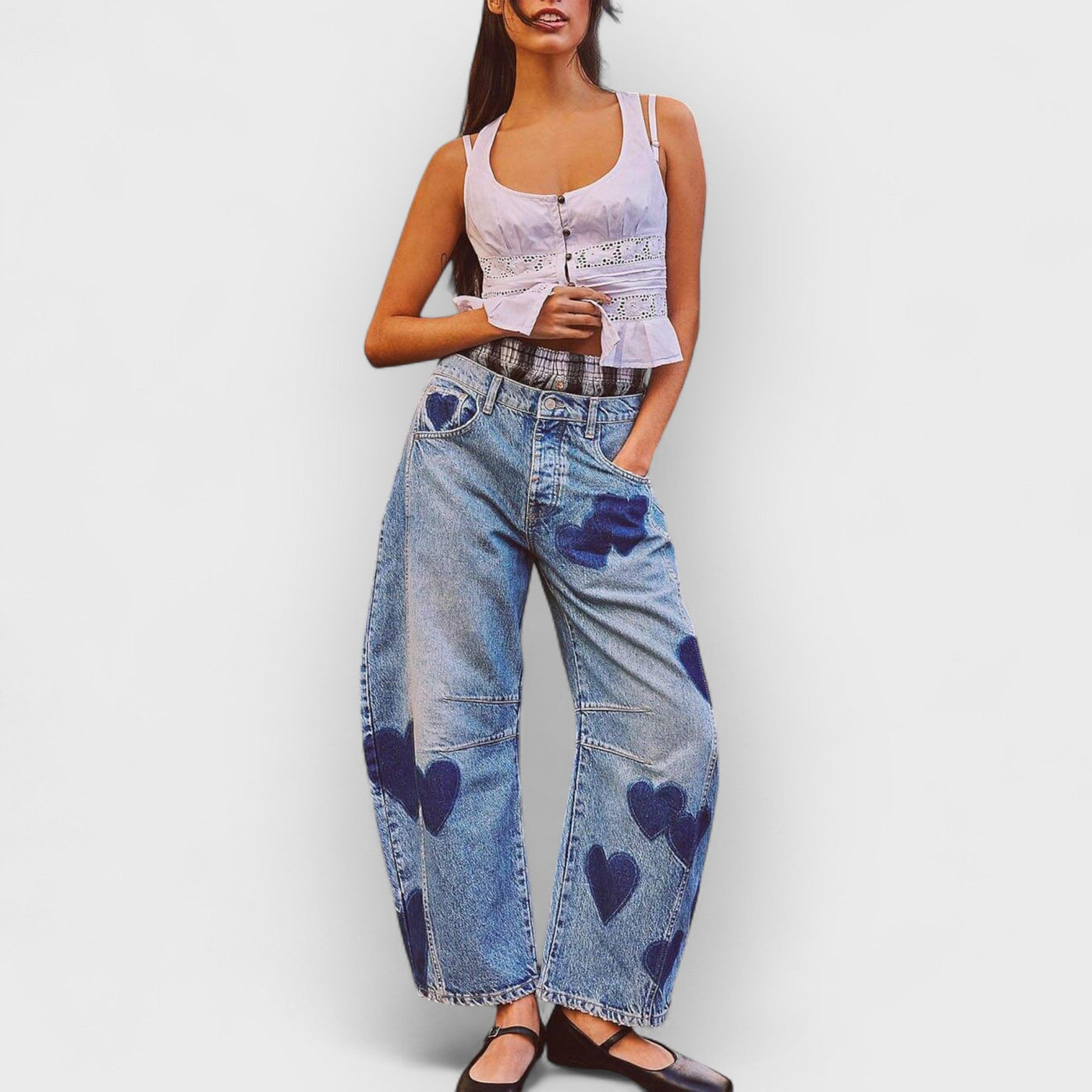 Casual Loose Mid-Rise Straight Jeans