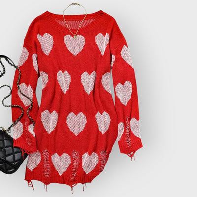 Hollow Out Hole Heart Sweater Dress