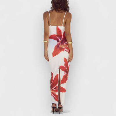 Unforgettable Abstract Floral Print Maxi Dress