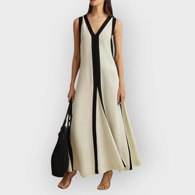 Reversible Style Colorblock A-Line Maxi Dress
