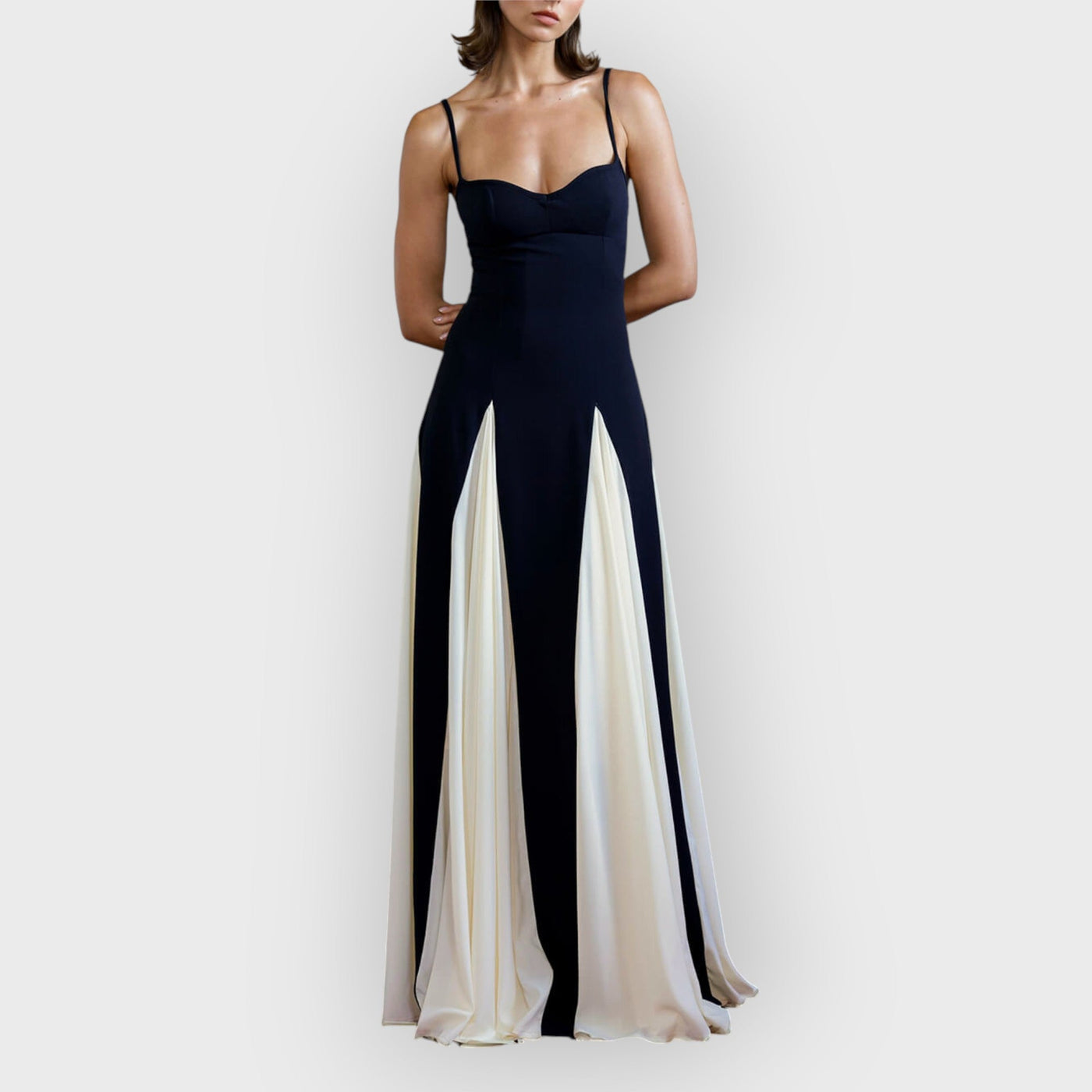 Elegance Panelled Tulle A-line Slip Maxi Dress
