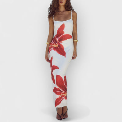 Unforgettable Abstract Floral Print Maxi Dress