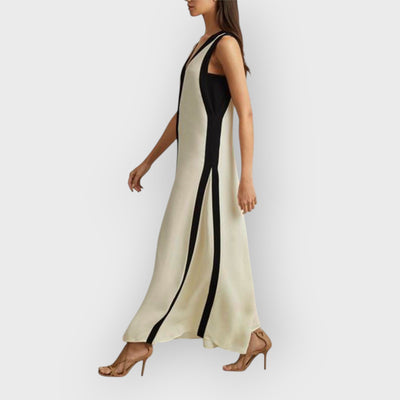 Reversible Style Colorblock A-Line Maxi Dress
