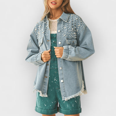 Super Pearl Girl Oversized Denim Shacket
