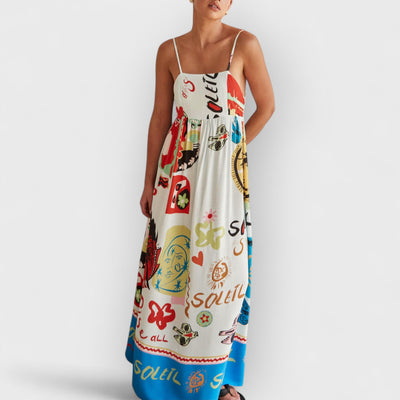 Refined Sensation Satin Unique Print Maxi Dress