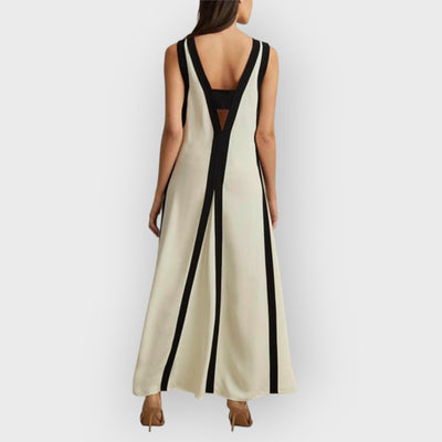 Reversible Style Colorblock A-Line Maxi Dress