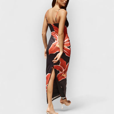 Unforgettable Abstract Floral Print Maxi Dress