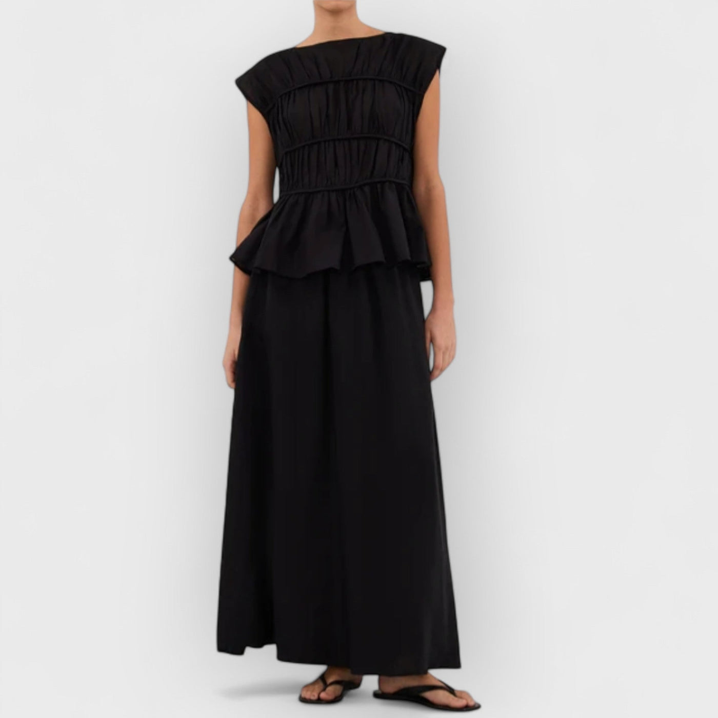 Edna Black Midi Skirt Set