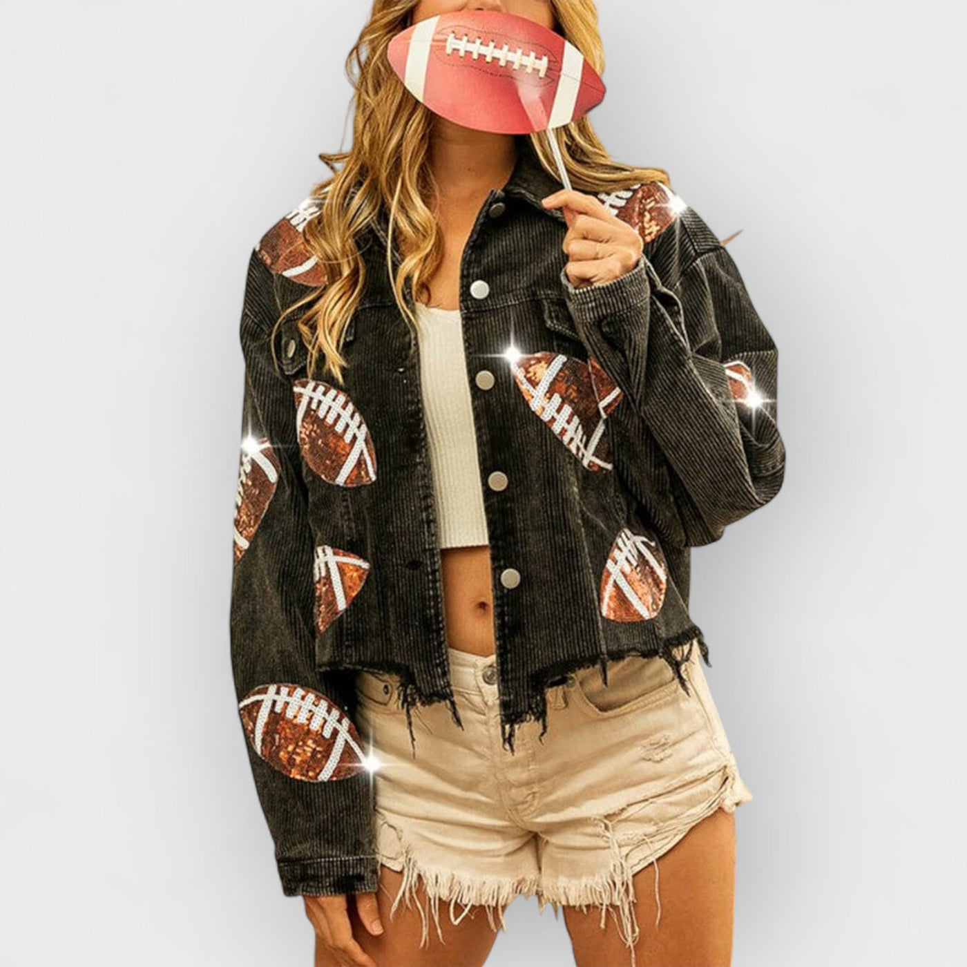 Game Day Rugby Sequined Single Breasted Jacket