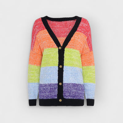 Rainbow Stripe Sequins Cardigan & Multi Sequin Stripe Skirt
