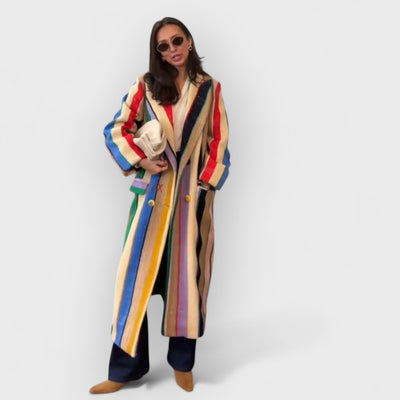 Colorful Striped Burlap Coat