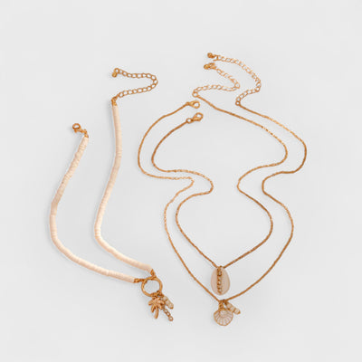 Shell And Sunflower Pendant Multi-layered Necklace