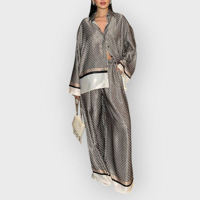Exquisite Unique Plaid Print Patchwork Button Oversized Blouse